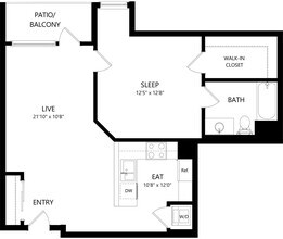 One Bedroom One Bath I 4-615 4-615 floor plan